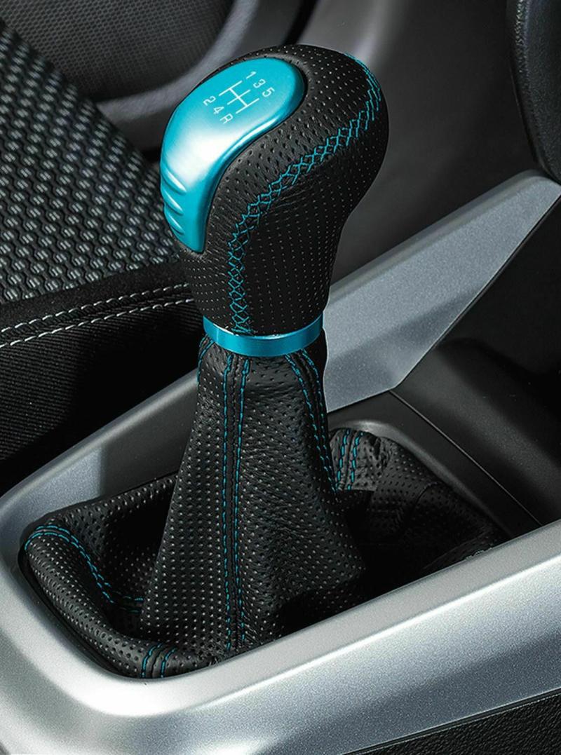 Interior Styling | Leather Gear Knob – Black With Turquoise Interior Accessories Interior Styling